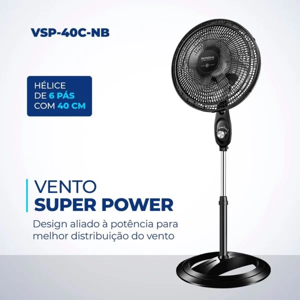 Ventilador de Coluna 40cm Mondial VSP-40C-NB Super Power - 220V - Image 7