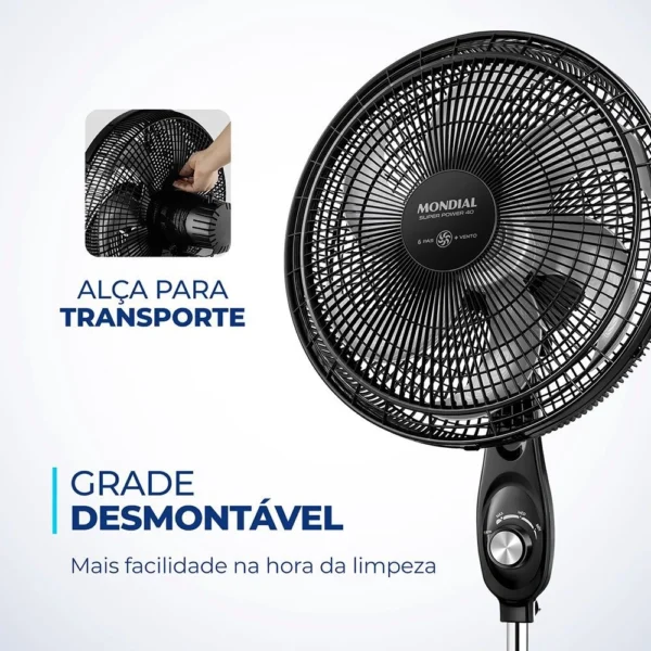 Ventilador de Coluna 40cm Mondial VSP-40C-NB Super Power - 220V - Image 3