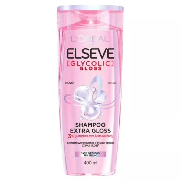 Shampoo Extra Gloss Anti-Sal L'oréal Paris Elseve Glycolic Gloss Frasco 400ml
